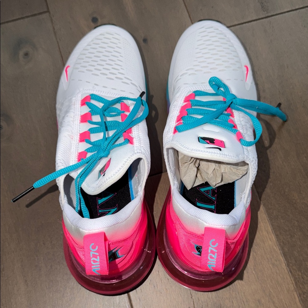 NEW Nike Air Max 270 MLB Miami Marlins White Pink Blue Sneakers men’s 8 - Picture 5 of 6